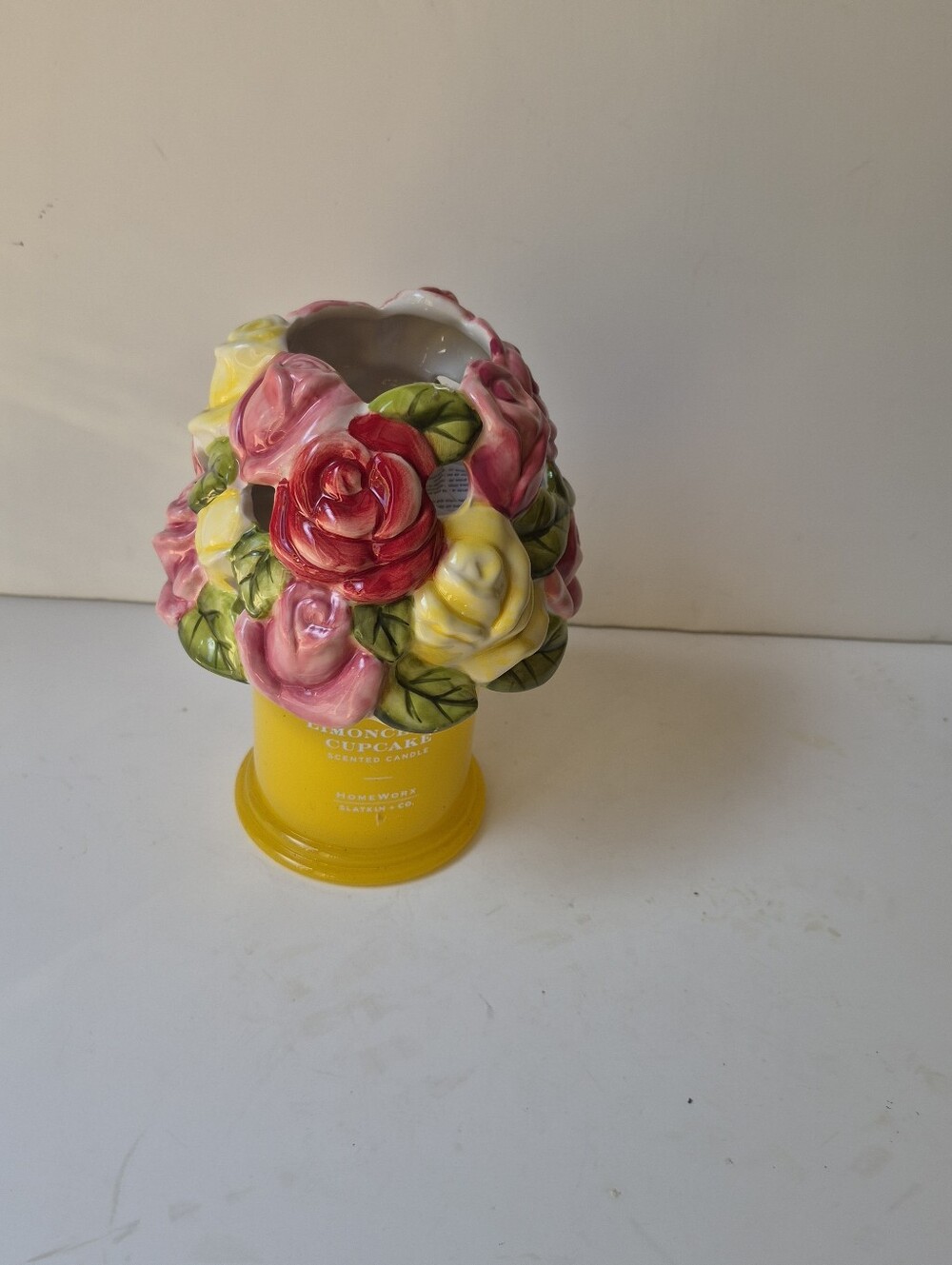 NEW Ceramic Rose Bouquet Candle Topper / Chimney - Pink, Red, Yellow
